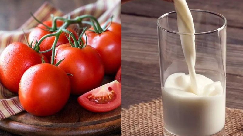 Cà chua và sữa tươi giúp trị mụn